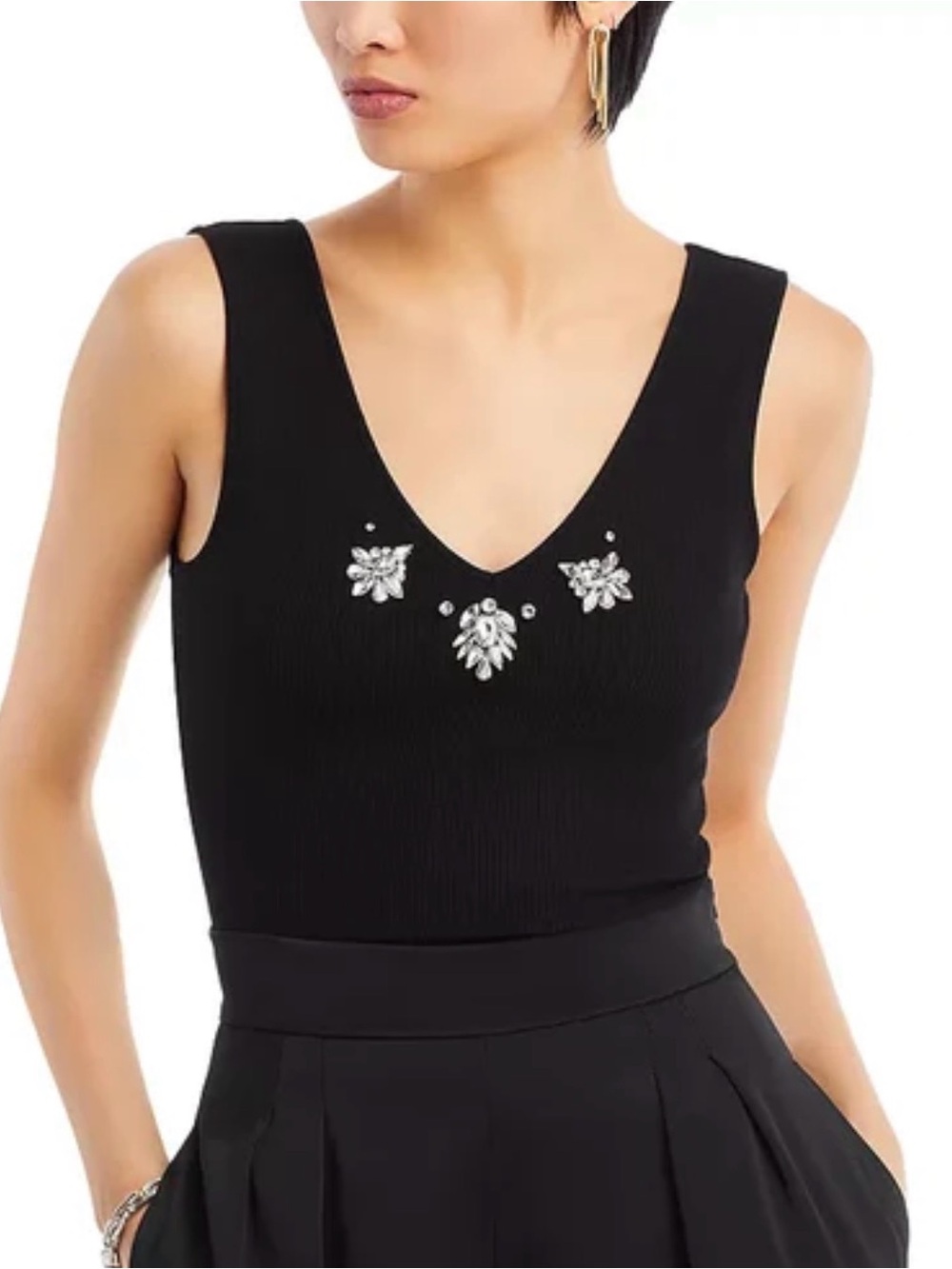 EUC SZ L Generation Love Black Serafina Tank with Crystals